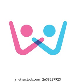 letter w or v people icon vector logo design template