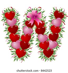 Letter W - Valentine heart letter