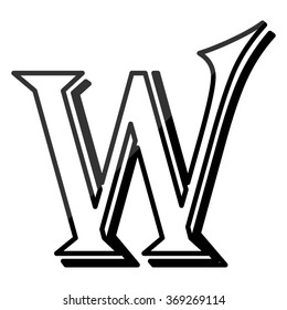 Letter W, vector alphabet