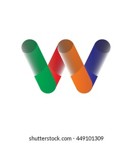 letter w vector icon colorful