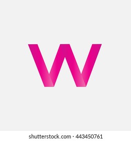 letter w vector icon. gray and pink color










