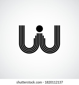 Letter W vector line dot logo design template. Unique modern minimalist black logotype symbol