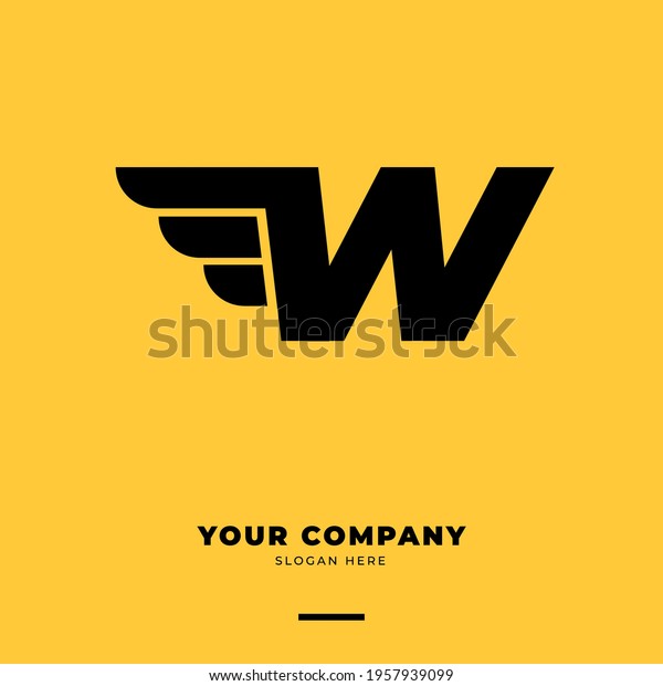 Letter W vector logo design\
template. Wings logotype creative concept. Moving idea classic\
icon.