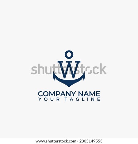 Letter W vector logo integrated in a simple minimalist anchor shape.