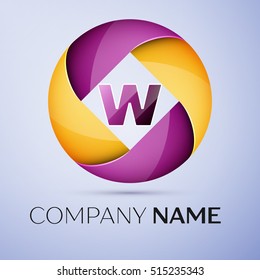 Letter W vector logo symbol in the colorful circle. Vector template for your design