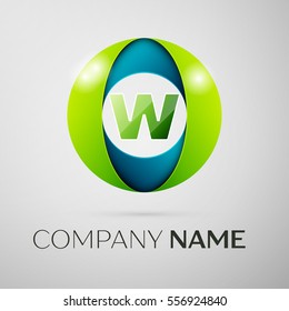 Letter W vector logo symbol in the colorful square on grey background. Vector template for your design