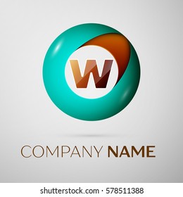 Letter W vector logo symbol in the colorful circle on grey background. Vector template for your design