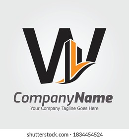 Plantilla para el logotipo vectorial de la letra W, logotipo de la letra colorida W, inmobiliario, logotipo de construcción y diseño de la plantilla de vectores