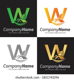 Letter W vector logo template, Colorful Letter W logo, Real Estate, Building and Construction Logo Design Template Vector Icon