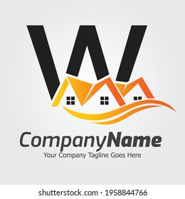 Letter W vector logo template, Colorful Letter W logo, Real Estate, Building and Construction Logo Design Template Vector Icon