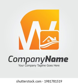 Plantilla para el logotipo vectorial de la letra W, logotipo de la letra colorida W, inmobiliario, logotipo de construcción y diseño de la plantilla de vectores