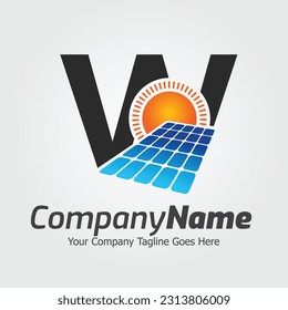 Letter W vector logo template, Colorful Letter W logo, Solar power logo design,  Solar panel logo, Renewable energy, Solar energy brand