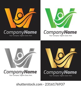 Letter W vector logo template, Colorful Letter W logo, Financial Company Logo, Financial Institute Advisors Logo Design Template Vector Icon