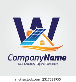 Letter W vector logo template, Colorful Letter W logo, Solar power logo design,  Solar panel logo, Renewable energy, Solar energy brand