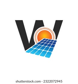 Letter W vector logo template, Colorful Letter W logo, Solar power logo design,  Solar panel logo, Renewable energy, Solar energy brand