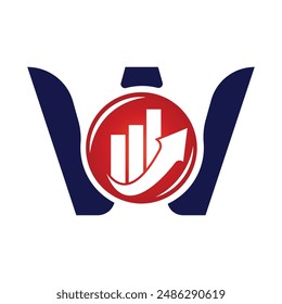 Plantilla del logotipo del Vector de la letra W, logotipo colorido de la letra W, logotipo de la compañía financiera, icono del Vector de la Plantilla del diseño del logotipo de los asesores del instituto financiero