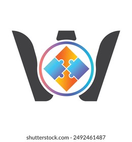 Plantilla del logotipo del Vector de la letra W, logotipo colorido de la letra W, logotipo de la compañía financiera, icono del Vector de la Plantilla del diseño del logotipo de los asesores del instituto financiero