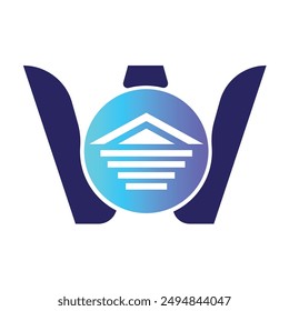 Letter W vector logo template, Colorful Letter W logo, Real Estate, Building and Construction Logo Design Template Vector Icon