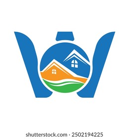 Letra W Vector logo Plantilla, Colorido Letra W logo, Bienes Raíces, Edificio y Construcción Logotipo Diseño Vector de Plantilla Icono