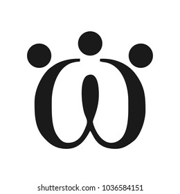 letter W vector logo. three head symbol.