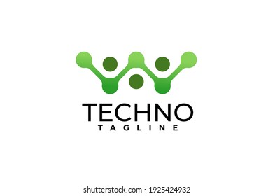 Buchstabe W Vektor. Logo für moderne Technologie.