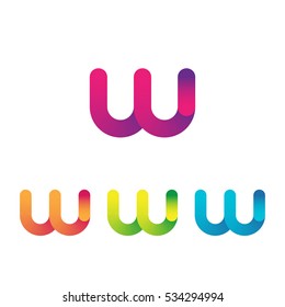 Letter W vector unusual bold rounded font. Gradient