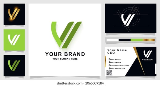 Buchstaben w oder vi-Logo-Vorlage mit Visitenkartendesign