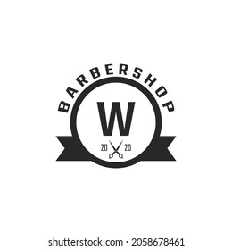 Letter W Vintage Barber Shop Badge and Logo Design Inspiration