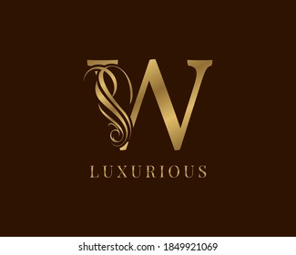 letter W vintage swirl royal alphabetic logo for luxurious brand