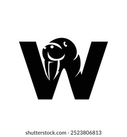 Letter W Walrus logo icon vector