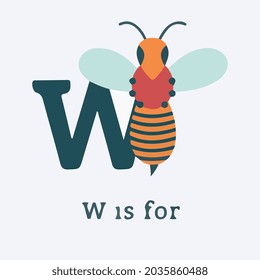 vector de alfabeto de letra w wasp