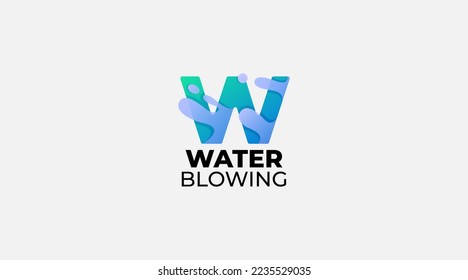 Letter w water blowing vector logo design icon