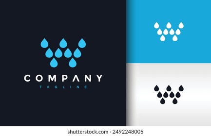 letter W water drop logo