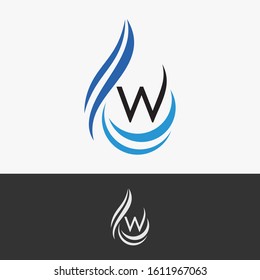 letter W with water element. modern logo for company 