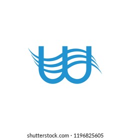 letter w water flow symbol logo vector