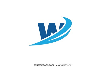 letter w water wave minimal logo
