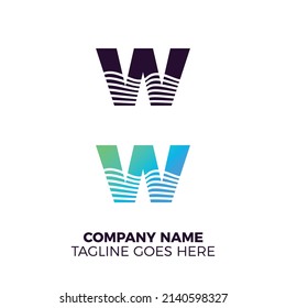 letter W wave logo. minimalist and simple modern vector illustration.