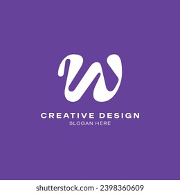 Diseño de logotipo de ola W minimalista premium