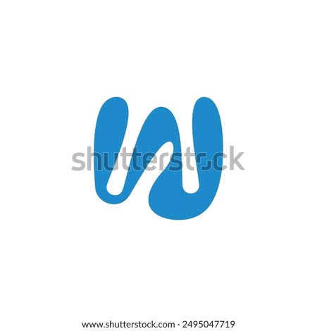 letter w wavy blue liquid water simple logo vector 