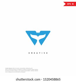 Letter W whale negative space Logo icon design. Vector graphic design template element. Graphic Symbol for Corporate Business Identity. eps10
