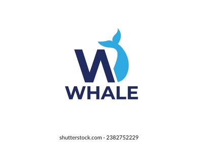 letter w whale vector template logo design