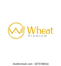 letter W with wheat grass logo design 
