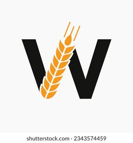 Letter W Wheat Logo für das Symbol für die Landwirtschaft Vektorvorlage