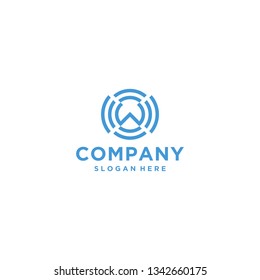 Letter W wifi wireless logo design template