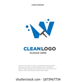 Letter W with windows cleaning logo