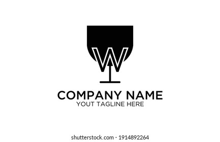 letter W wine beverage shop vector logo design template