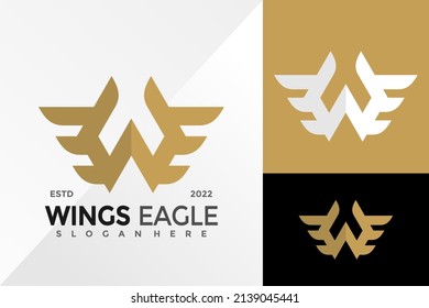 Letter W Wing Eagle Logo Design Vector illustration template
