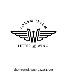 Letter W Wing Emblem Logo