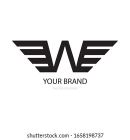 letter w wing illustration logo vector