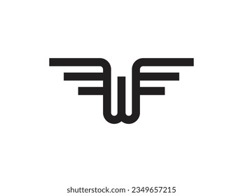 letter W wing logo design